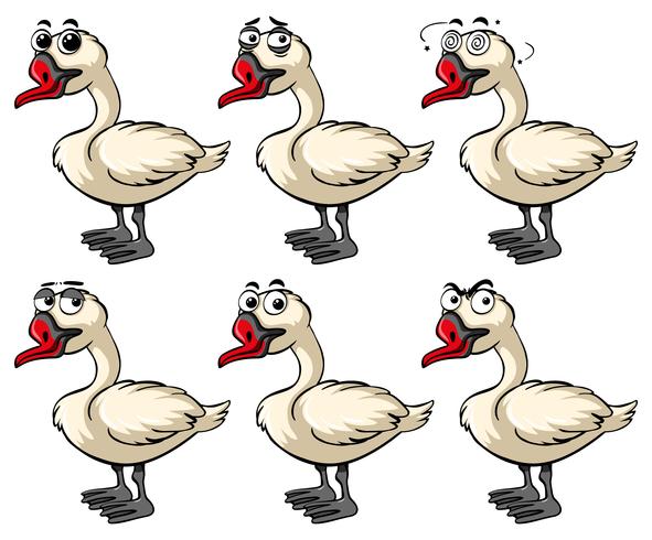 Goose with different emotions vector