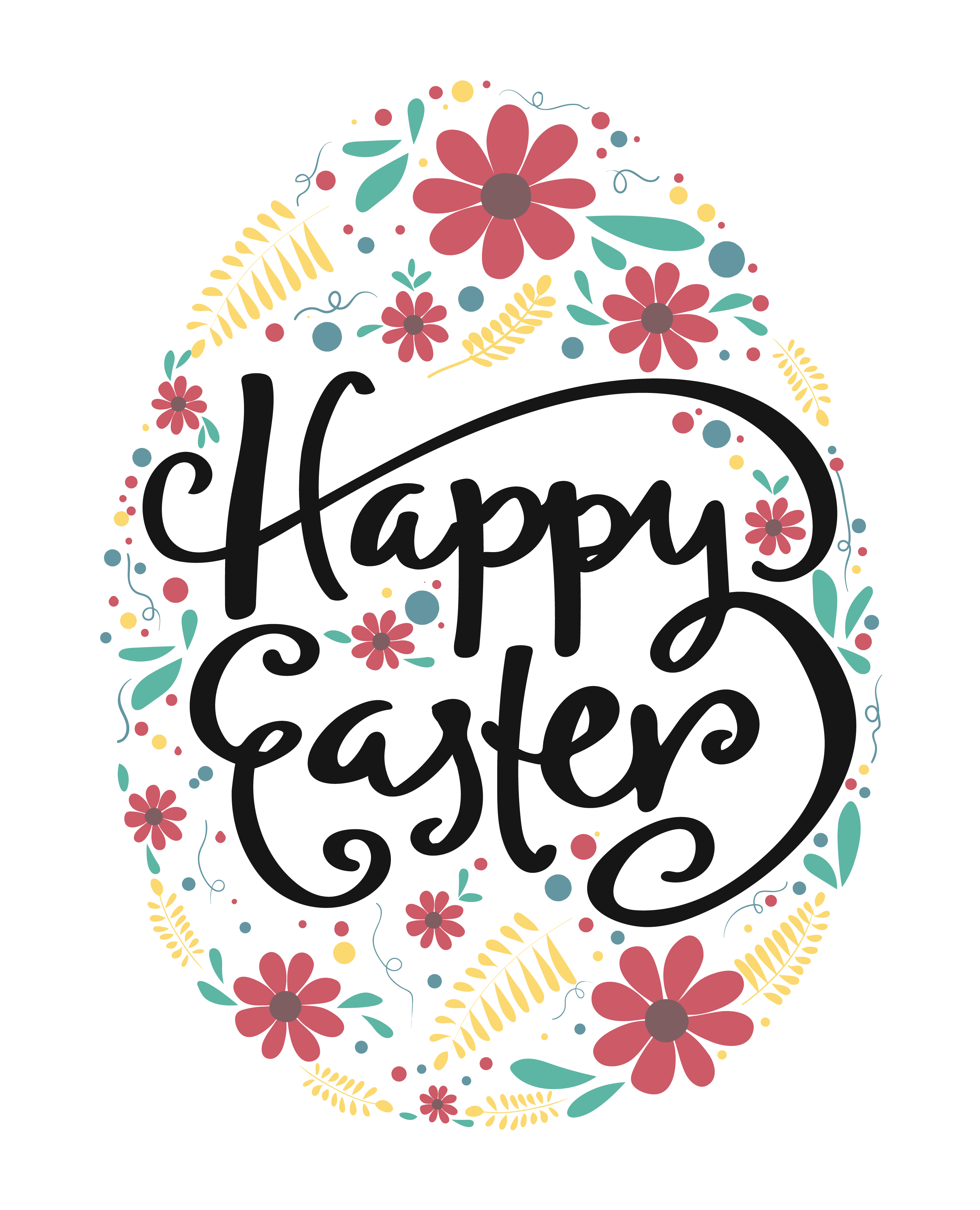 Frohe Ostern Kalligraphie in Ei mit Vintage Blumenmuster ...