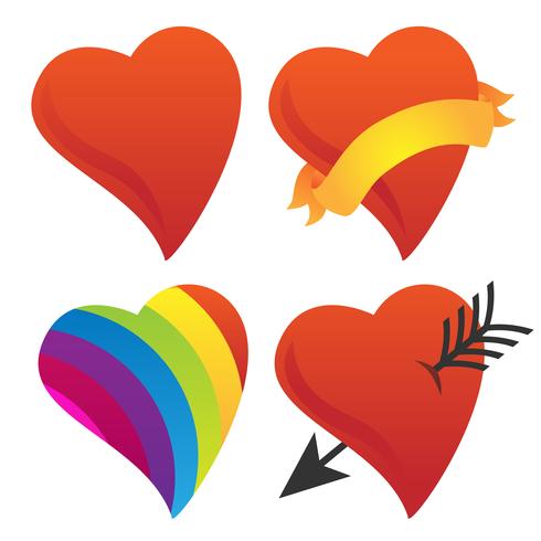 Amor lindo, corazón de Cupido, corazón de San Valentín, grupo de vectores del corazón del arco iris