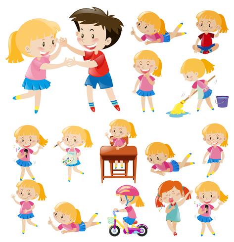 Kids doing different activities vector