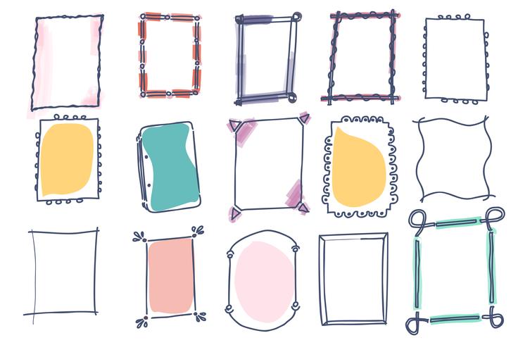 Set of doodle vector frames on white background