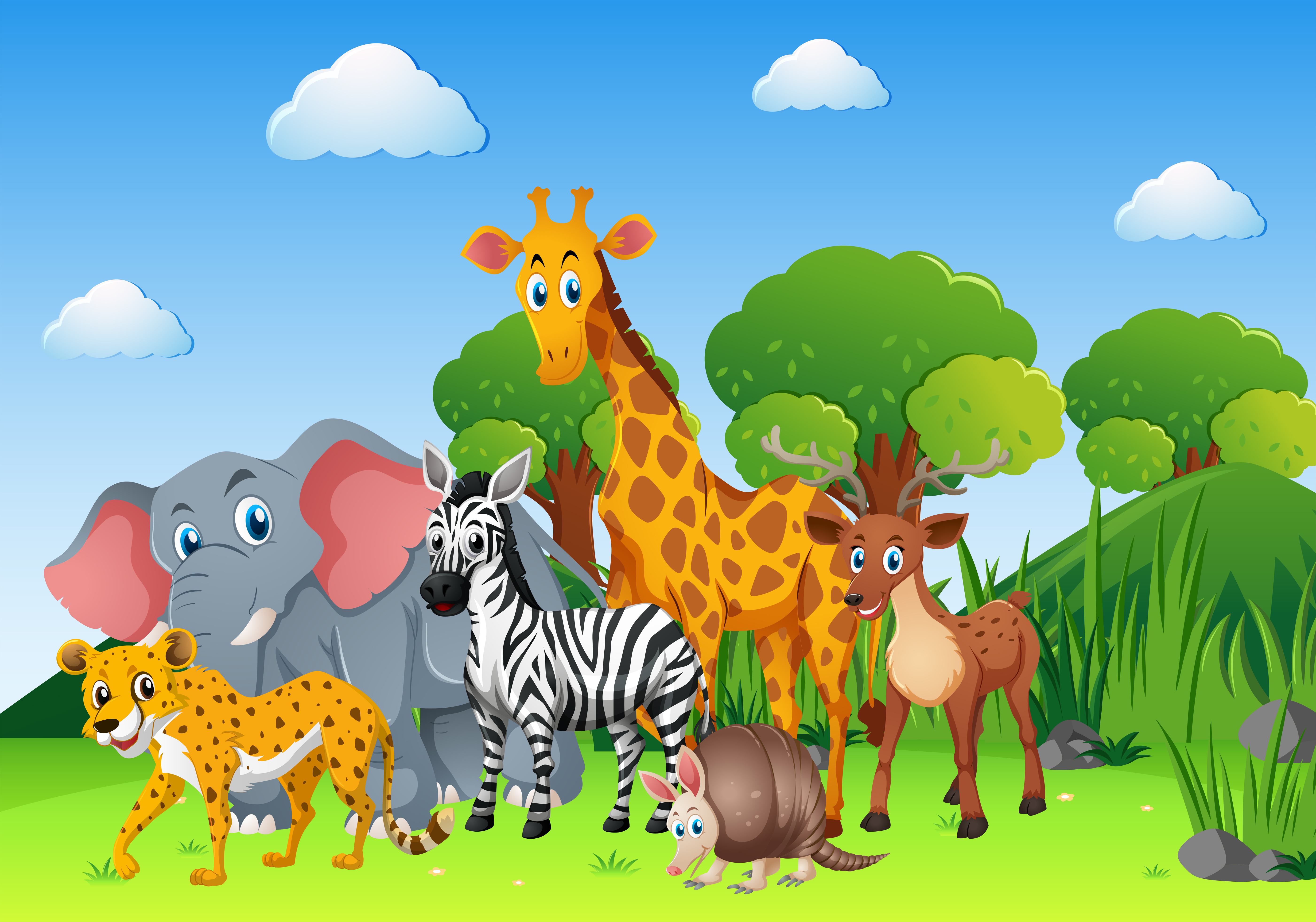 Wild animals in the field 370352 Download Free Vectors