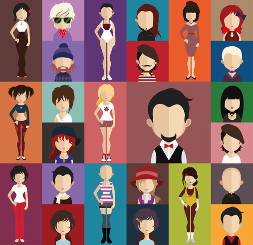 People avatar with full body and torso variations vector