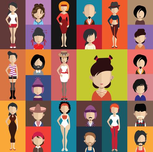 People avatar with full body and torso variations vector