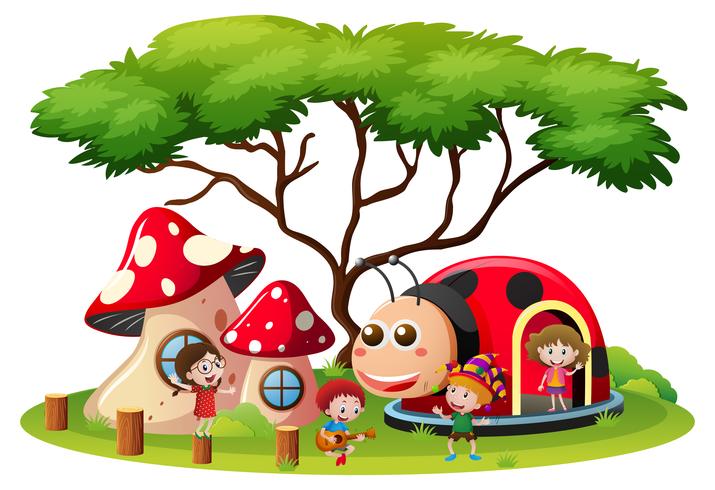 Children playing in playground vector