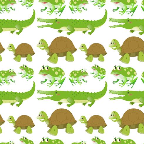 Seamless background with crocodiles and turtles vector