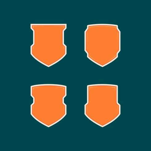 Blank modern futuristic orange shield badge shape template set collection vector