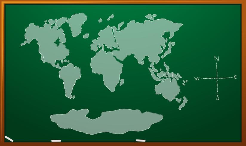 Mapa del mundo en el tablero verde vector