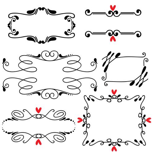 Hand drawn sketched line border wedding art vector illustration