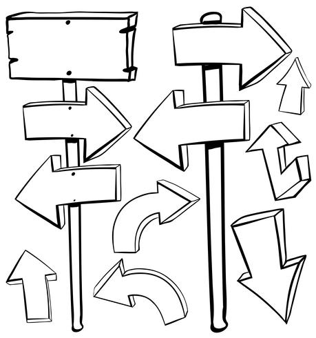 Diferentes diseños de flechas y tablas. vector