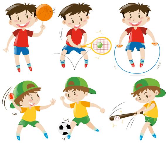 Boys doing different kinds of sports vector