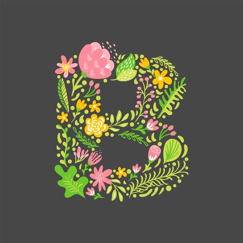 Floral summer Letter B vector