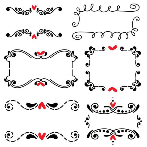Hand drawn sketched line border wedding art vector illustration