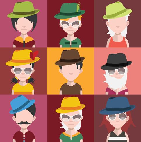 Conjunto de iconos de personas con caras vector