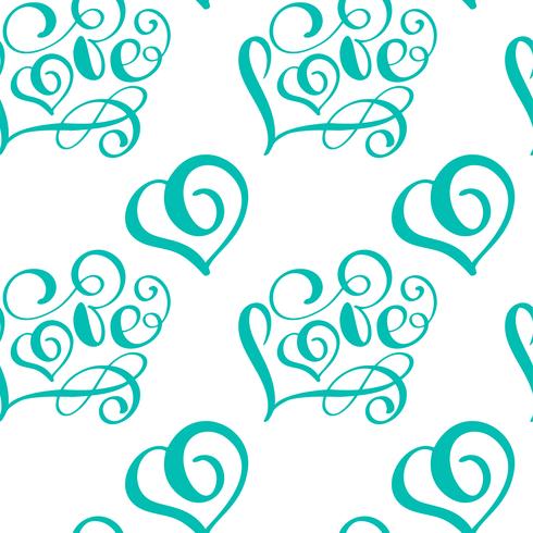 Seamless pattern with hand painted Valentine love and heart vector