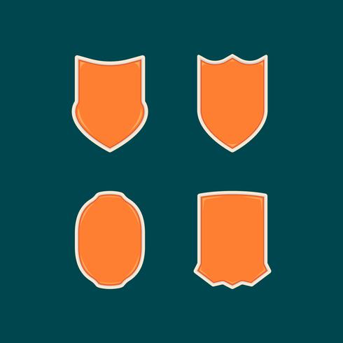 Blank unique orange shield badge shape template set collection 2 vector