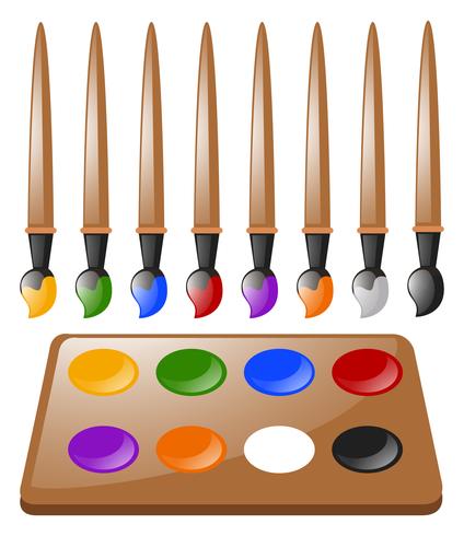 Molti Pennelli E Tavolozza Dei Colori Scarica Immagini