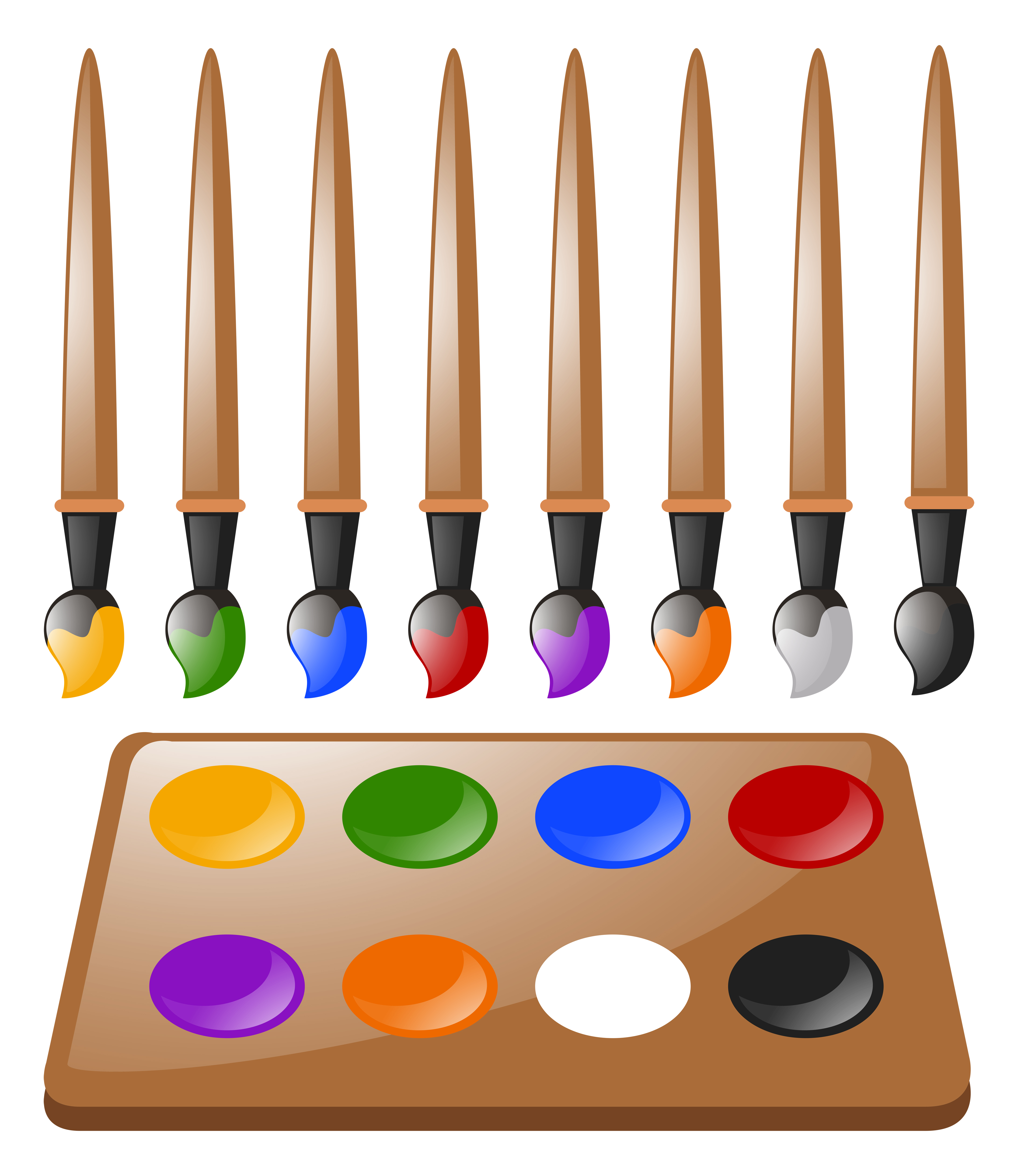 Many paintbrushes and color palette - Download Free ...