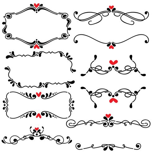 Hand drawn sketched line border wedding art vector illustration