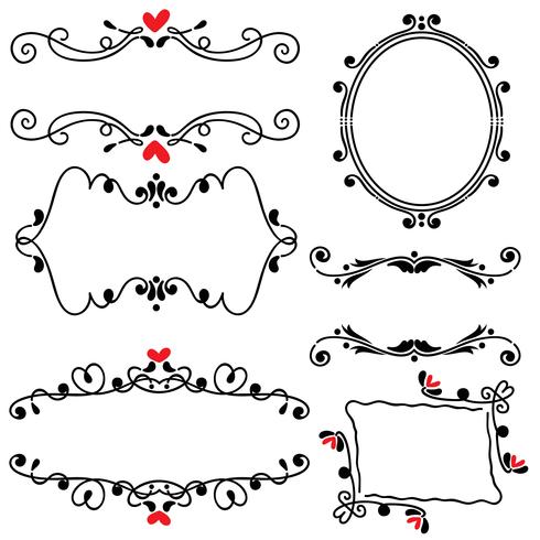 Hand drawn sketched line border wedding art vector illustration