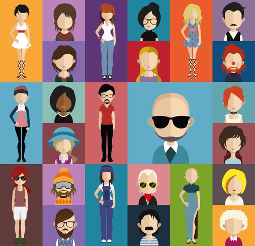 People avatar with full body and torso variations vector