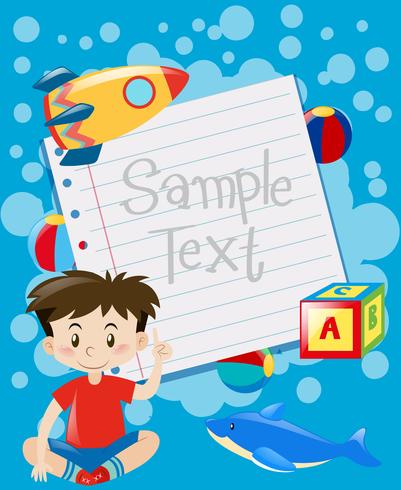 Paper design with boy and toys background vector