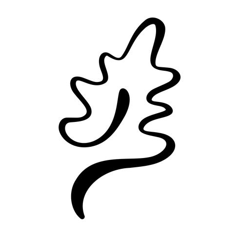 Tinta negra dibujado a mano logotipo de caligrafía de elemento de vector de ecología de hoja. Diseño de ilustración para boda y día de San Valentín, tarjeta de felicitación de cumpleaños y web, icono de eco