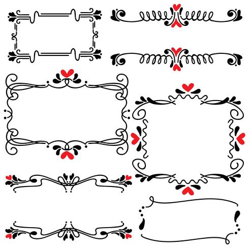 Hand drawn sketched line border wedding art vector illustration