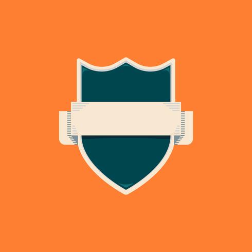 Blank shield badge with blank horizontal banner text template vector