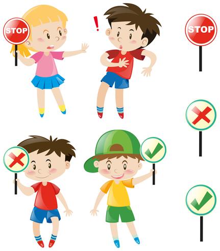 Kids with different signs vector