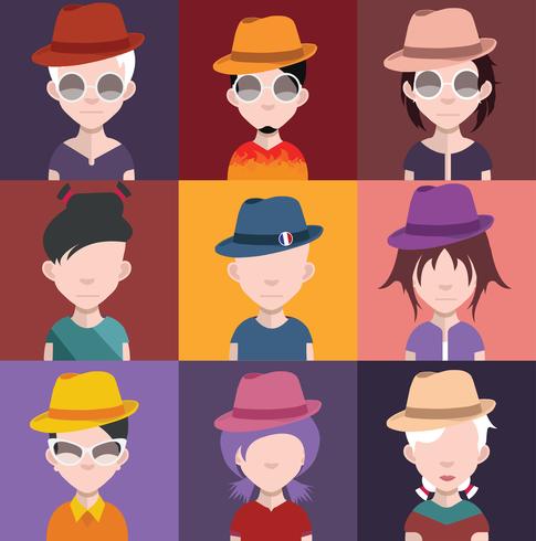 Set of people icons with faces vector