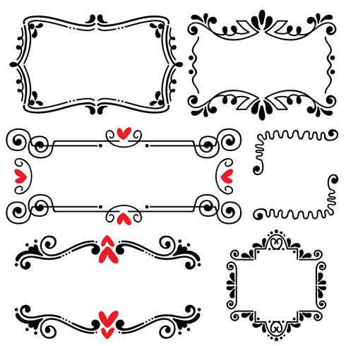 Hand drawn sketched line border wedding art vector illustration