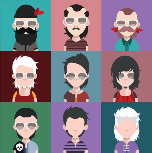 Set of people icons with faces vector