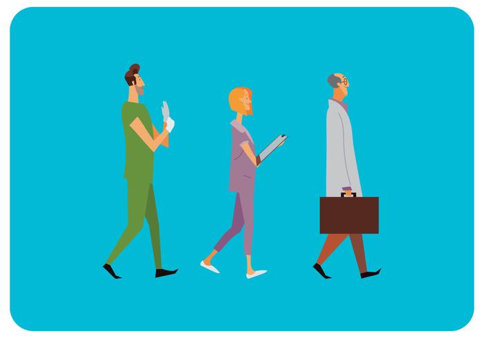 Healthcare Characters Walking Vector