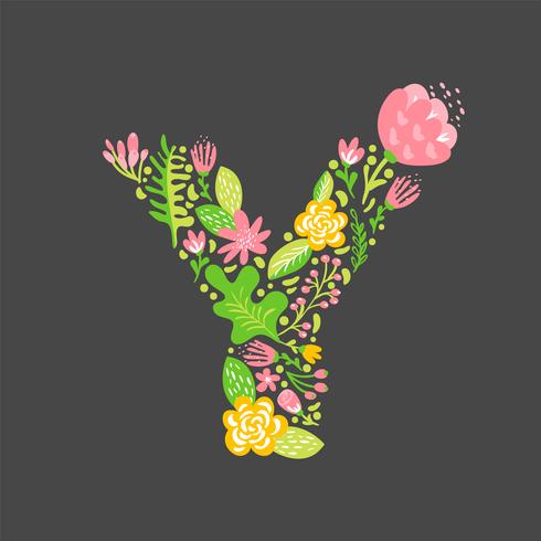 Floral summer Letter Y vector