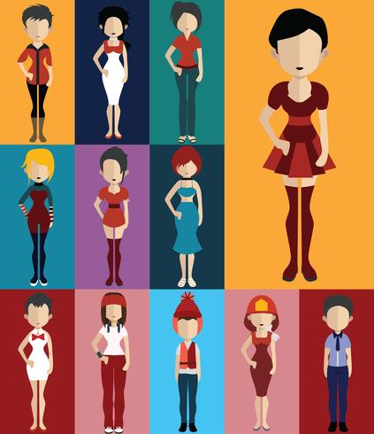 People avatar with full body and torso variations vector