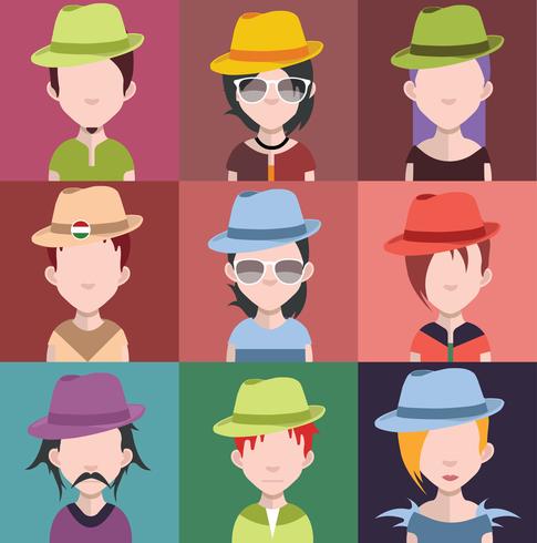 Set of people icons with faces vector