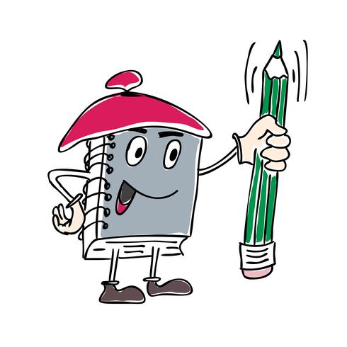 Vector Illustration of character Notebook Mascot Holding a Pen