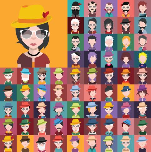 Set of people icons with faces vector