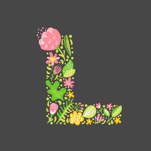Floral summer Letter L vector