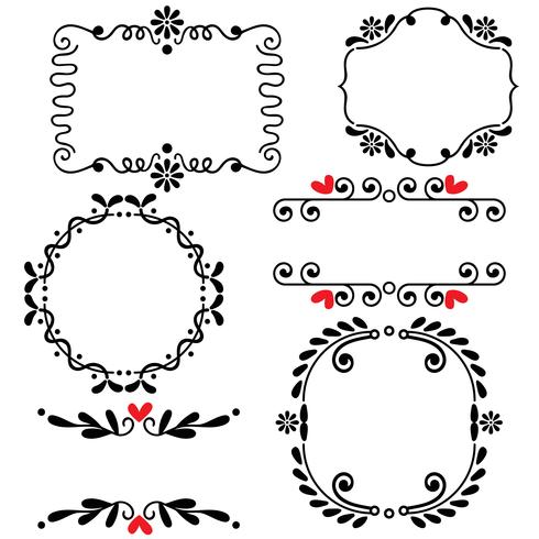 Hand drawn sketched line border wedding art vector illustration