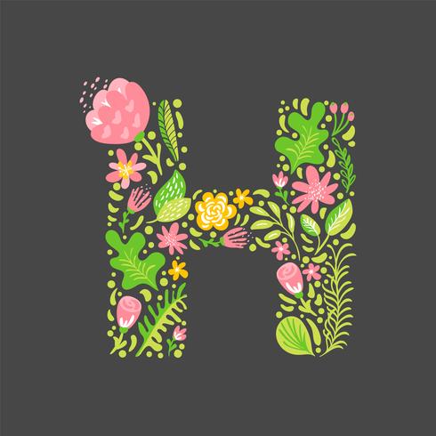 Letra de verano floral H vector