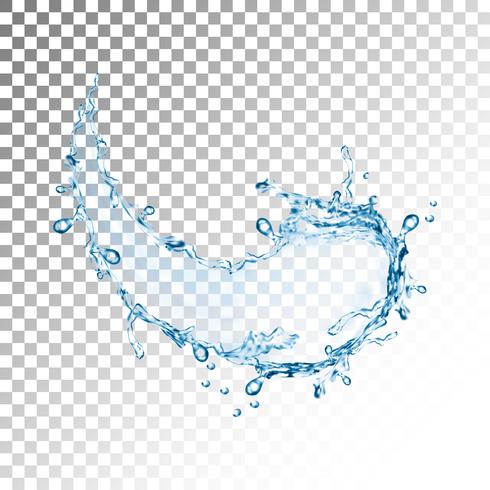 Salpicaduras de agua azul realista con gotas, ilustración vectorial vector