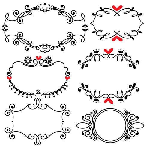 Hand drawn sketched line border wedding art vector illustration