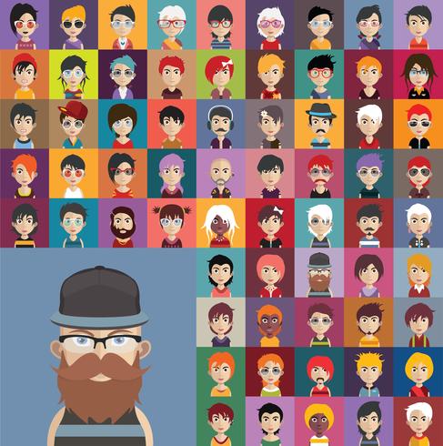 Set of people icons with faces vector