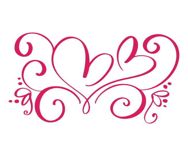 Vector Valentines day of flourish calligraphy vintage hearts