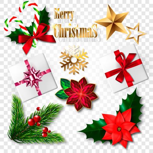 Set of realistic christmas elements. Vector illustration
