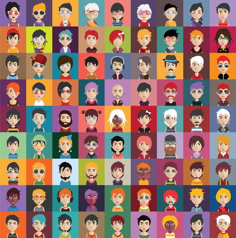 Conjunto de iconos de personas con caras vector