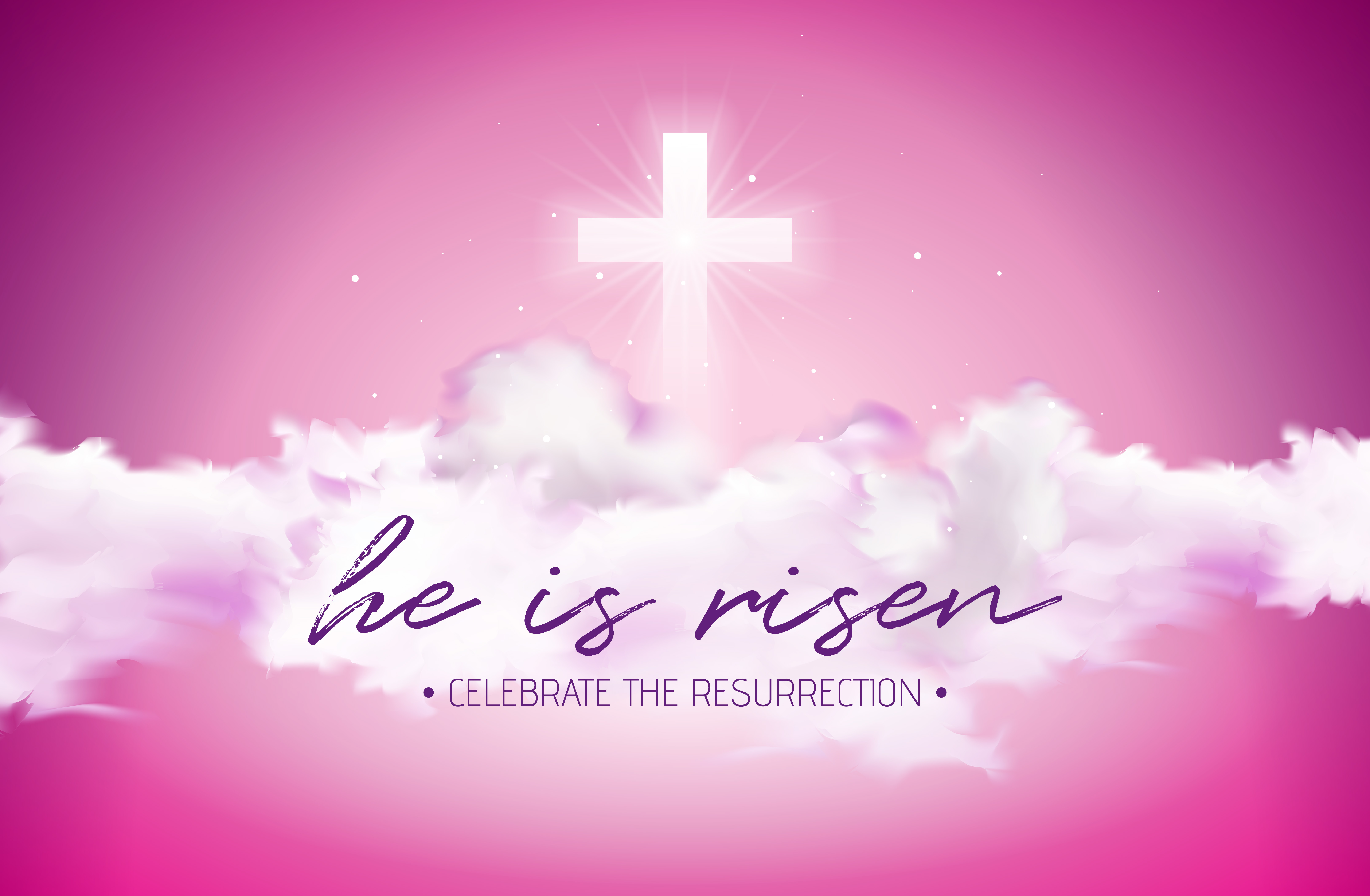 Easter Holiday illustration with cloud on cloudy sky background. He is