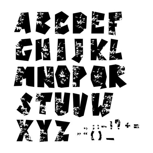 Grunge full alphabet vector illustration. Modern calligraphy